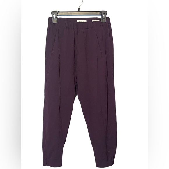 Aritzia Babaton Dexter Pull On Tuxedo Crop Jogger Trousers in Eggplant size XS - Picture 2 of 10